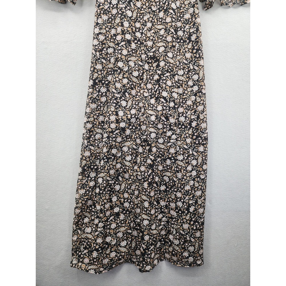 Amuse Society Floral Maxi Dress M Black Bell Sleeve Tie Front Boho AD03JBES NEW - Picture 11 of 15